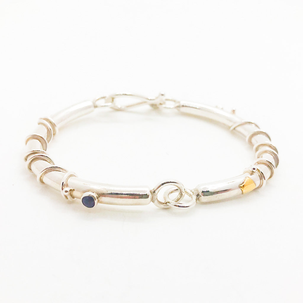 Hinged Bangle with  Blue Lapis by Judie Raiford