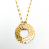 14k Gold Filled Ball Pein Hammered Flat Circle Necklace