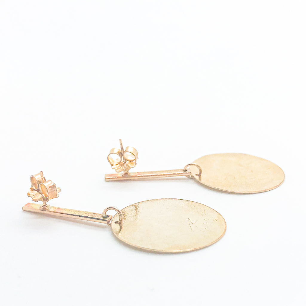 back side view of 14k Gold Filled Skipper Dot Earrings by Judie Raiford