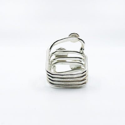 back side view of size 11 Sterling Wrap Ring with Peridot, Lapis, and Turquoise by Judie Raiford