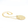 side angle view of 14k Gold Filled Ball Pein Flat Disc Lynne Necklace by Judie Raiford