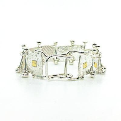 back clasp view of Sterling and 22k Singer Bracelet by Judie Raiford