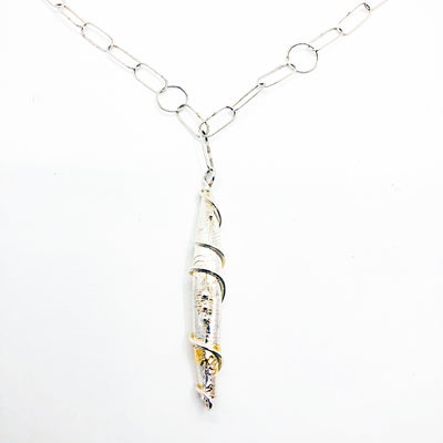 Sterling & 24k GG Pod Necklace on Handmade Chain