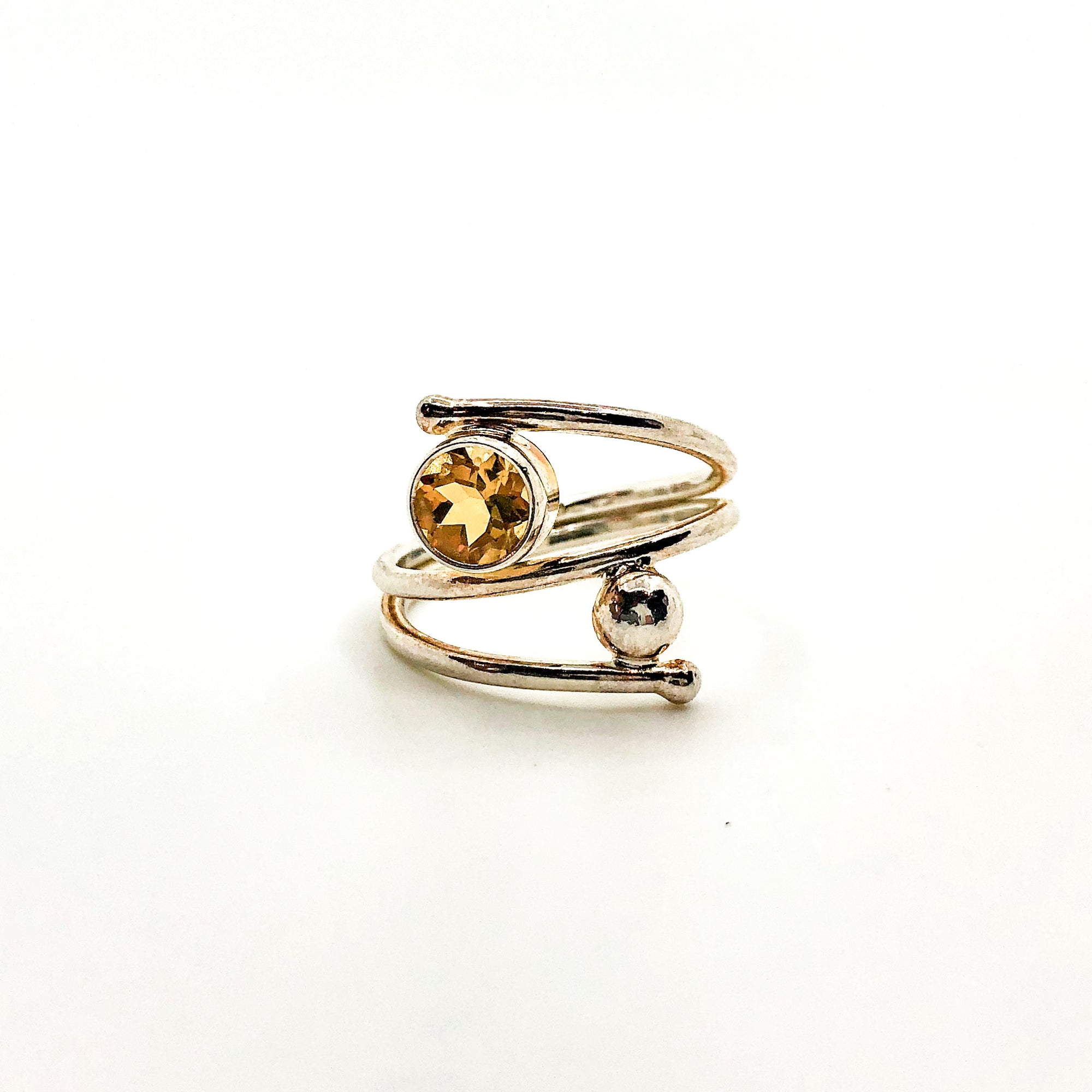 Sterling Bypass Ring with Citrine