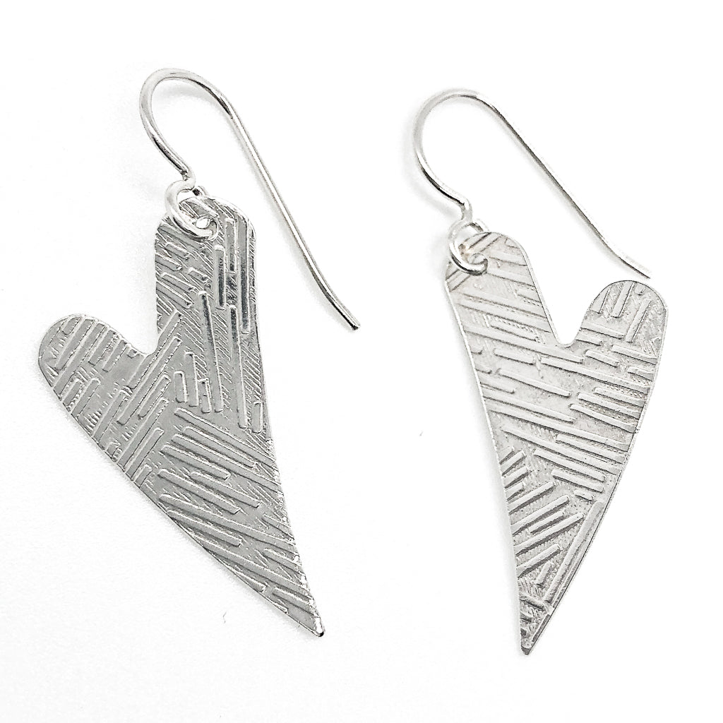 Sterling Silver Textured Heart Earrings by Judie Raiford