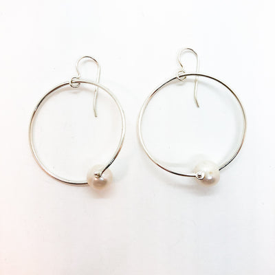 Sterling Twisted Hoop Pearl Earrings by Judie Raiford