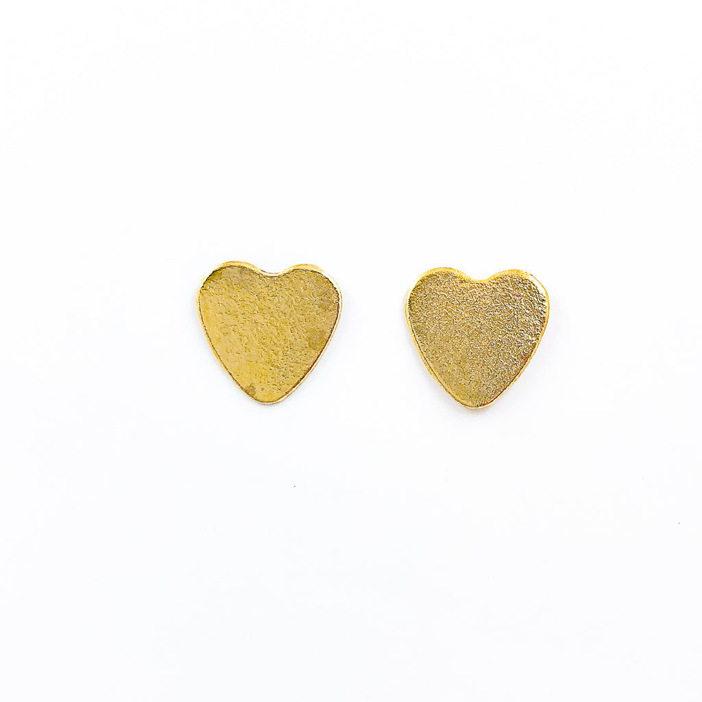 14k Gold Filled Paper Textured Heart Stud Earrings by Judie Raiford