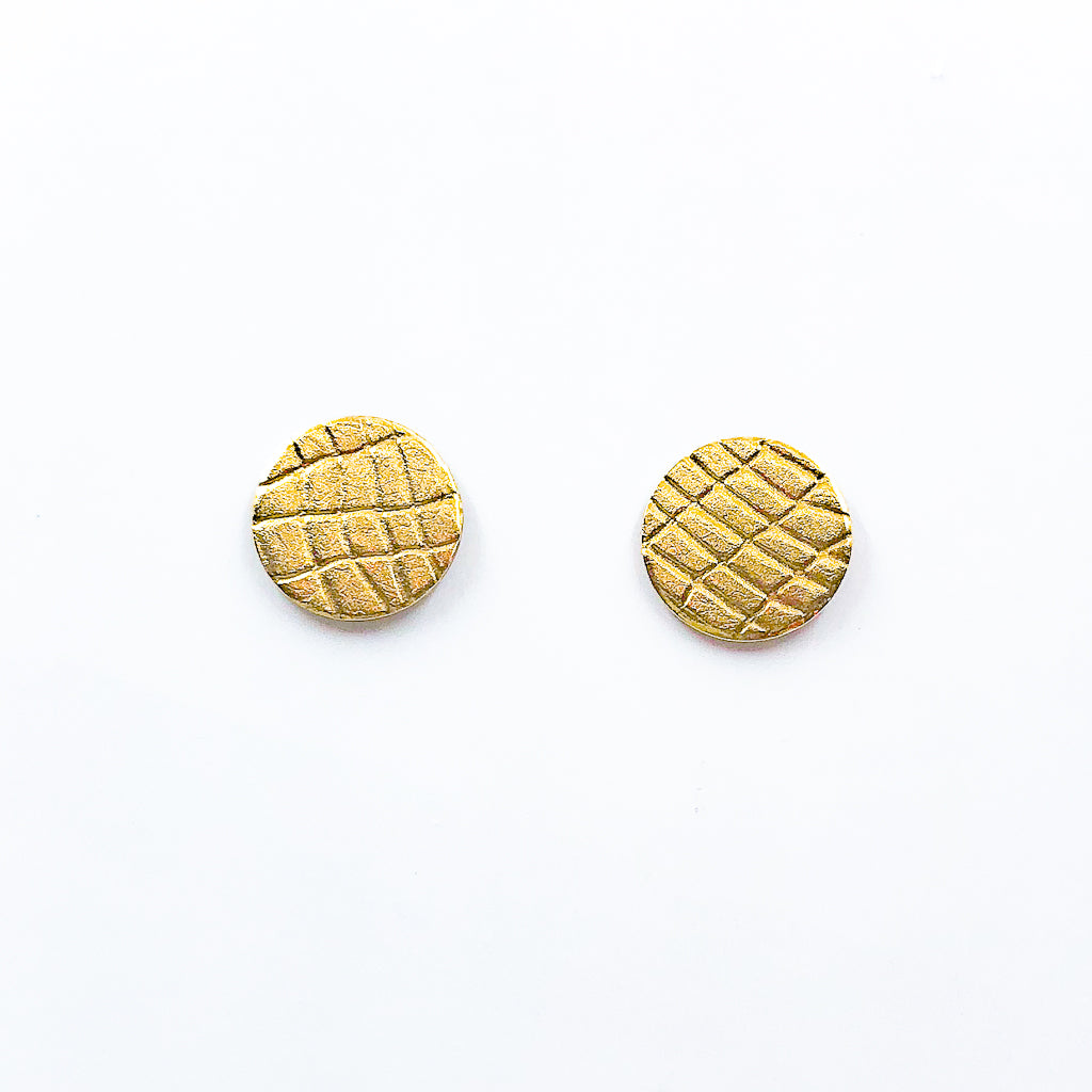 14k Gold Filled Gauze Textured Circle Stud Earrings by Judie Raiford