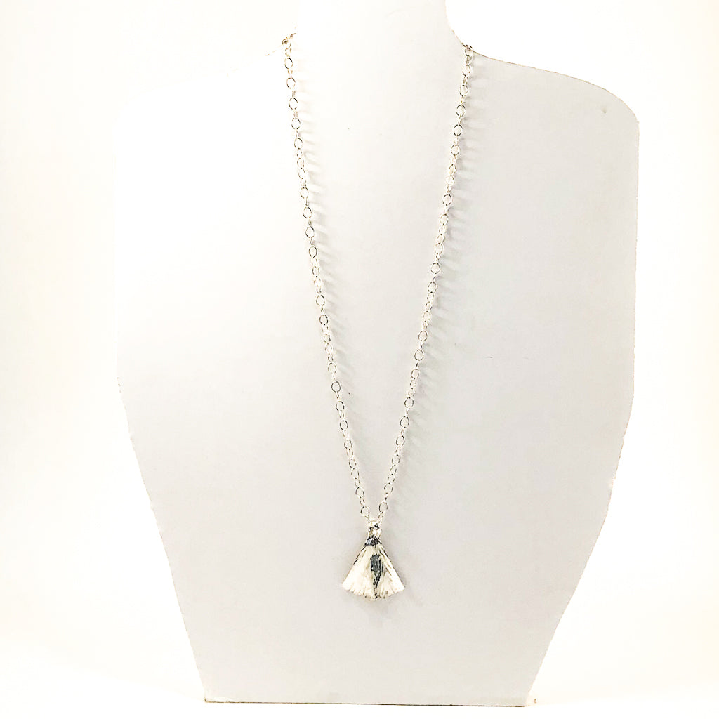 Large Sterling Ginkgo Ra Ra Necklace by Judie Raiford on mannequin