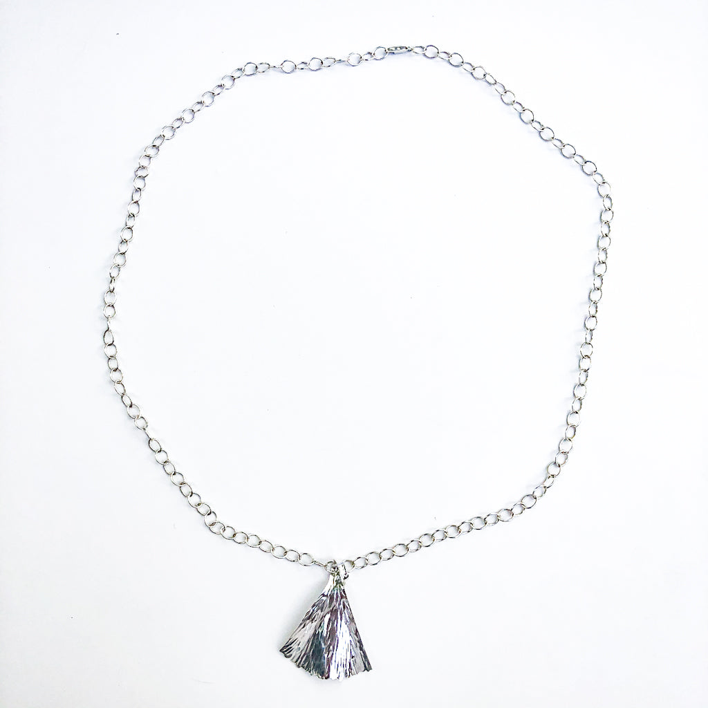 Large Sterling Ginkgo Ra Ra Necklace by Judie Raiford