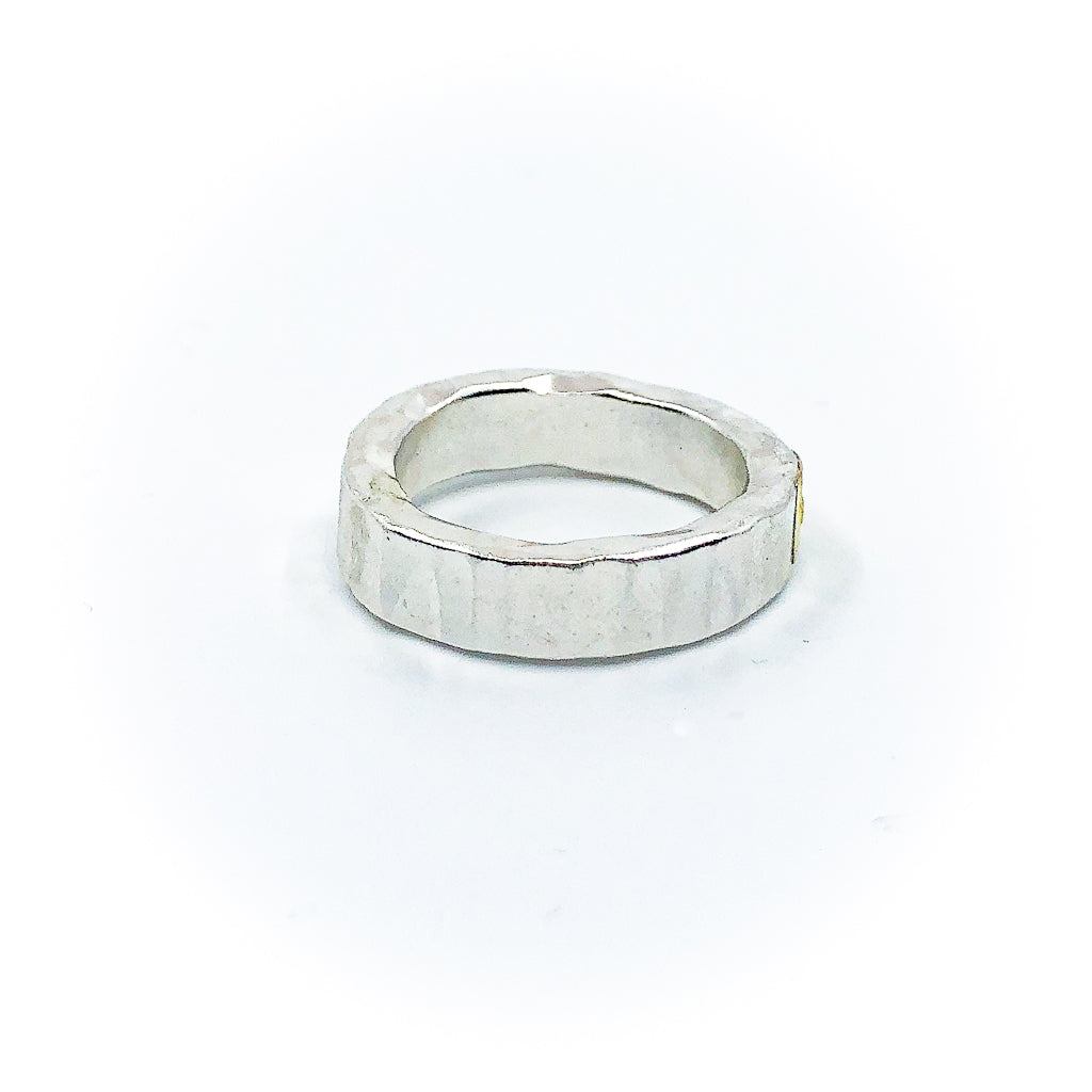 side view of size 9.75 Men's Sterling and 24k Chunky Monkey Band by Judie Raiford