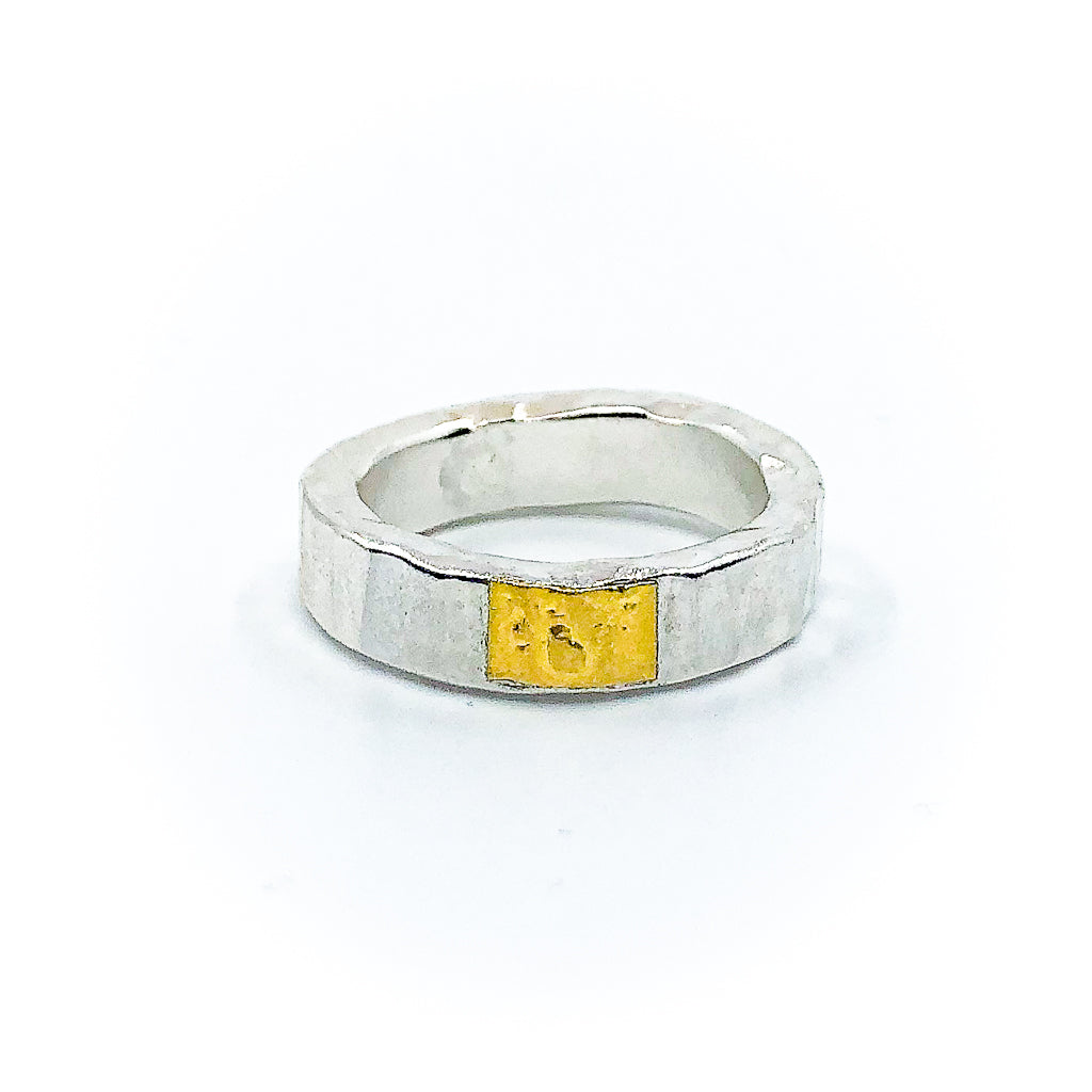 size 9.75 Men's Sterling and 24k Chunky Monkey Band by Judie Raiford