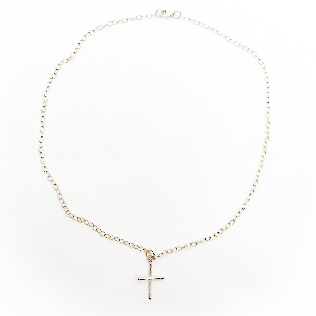 Sterling Tiny Cross Necklace by Judie Raiford