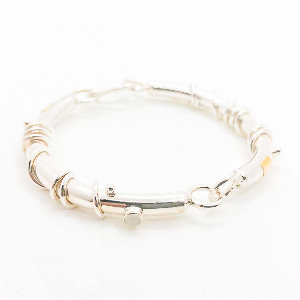 Hinged Bangle with Moonstone by Judie Raiford