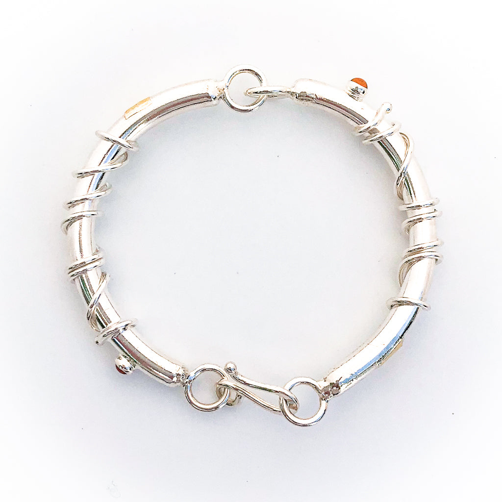 Hinged Bracelet with Gemstones