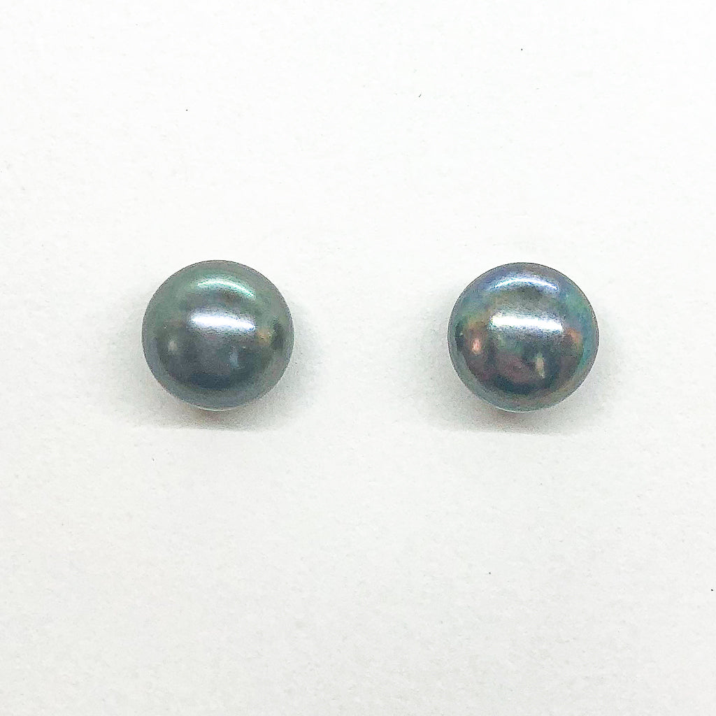 Extra Large 12mm Peacock Pearl Stud Earrings by Judie Raiford
