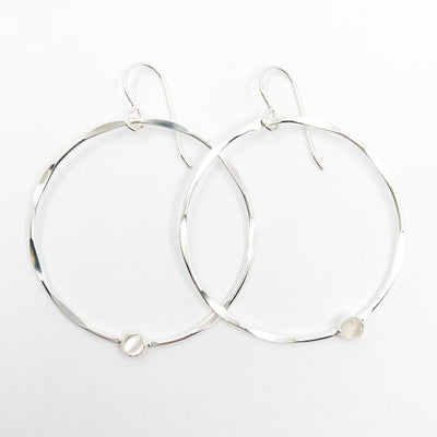 Sterling Orbit Earrings with moonstone by Judie Raiford