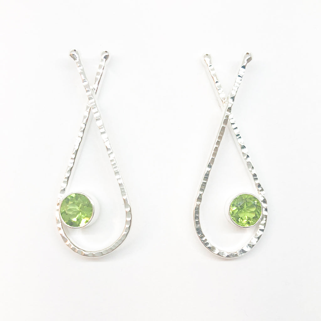 Sterling Jody Looped Earrings with Peridot by Judie Raiford