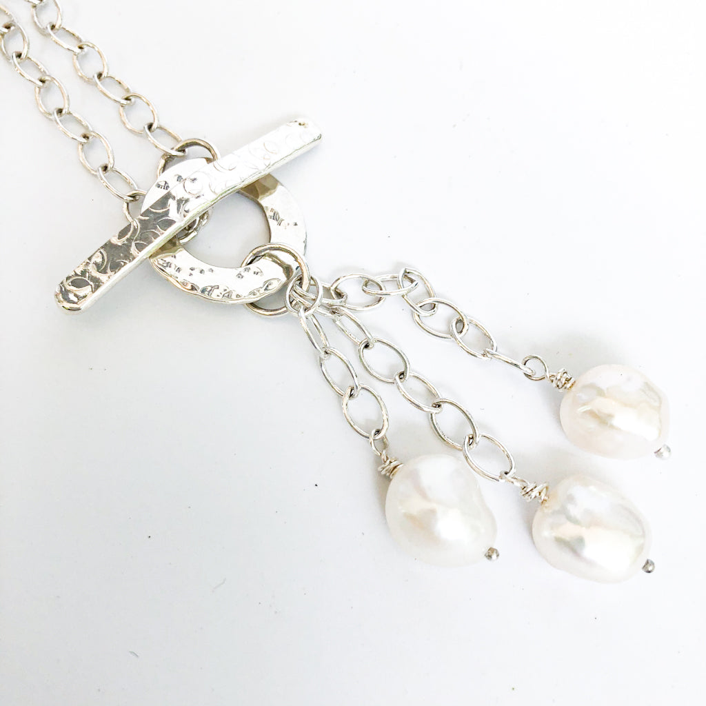 White and Pink Pearl Lariat Necklace with Citrine | Top Drilled & Baro –  Bourdage Pearls
