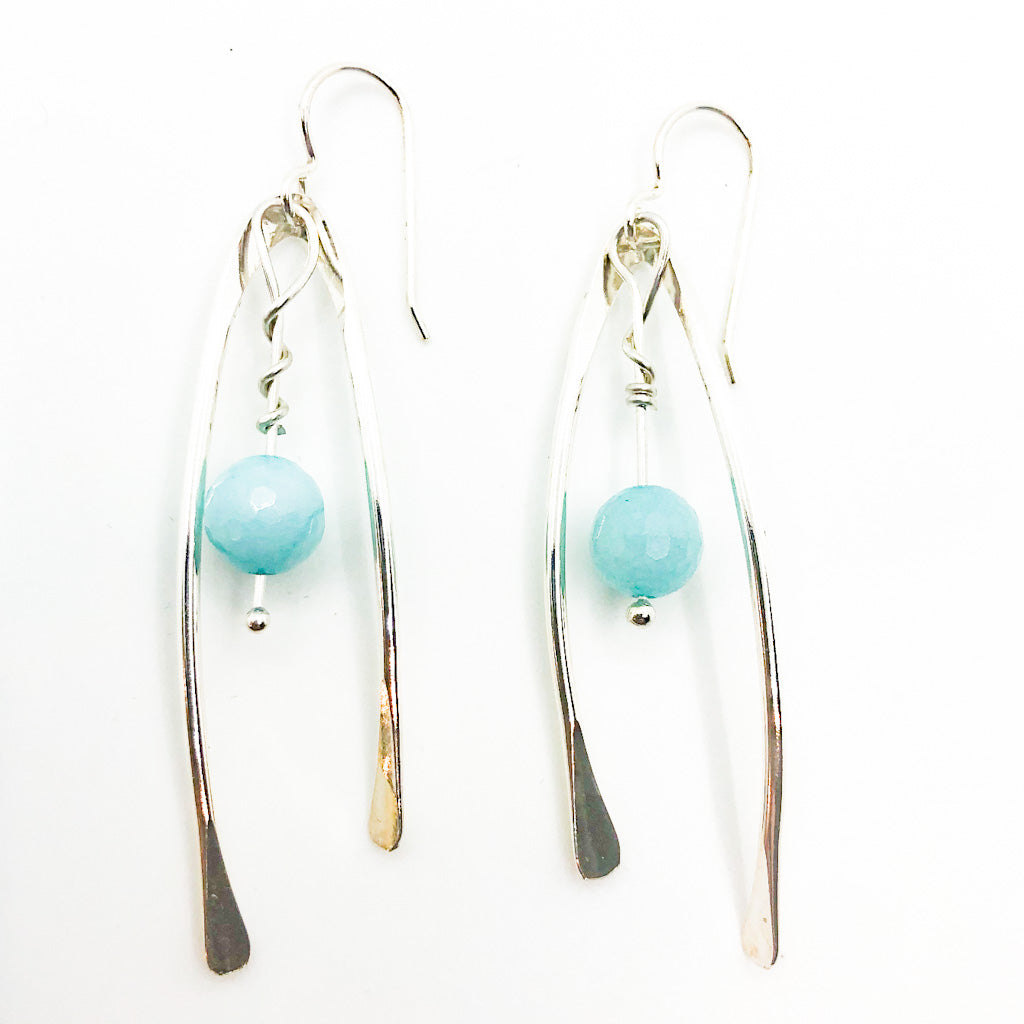 Wishbone Earrings with Gemstones