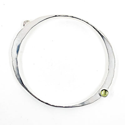 Sterling Naught Bangle with Peridot Cabochons by Judie Raiford