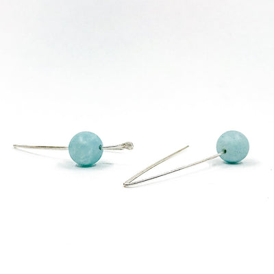 side angle view of Sandblasted Peruvian Opal Earrings by Judie Raiford