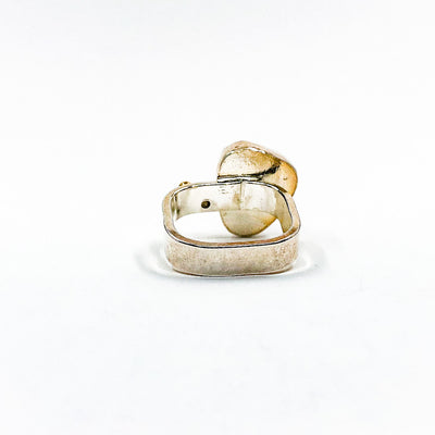 back side view of size 8 Sterling and 14k Rose Cut Tourmalated Quartz Ring with Diamond by Judie Raiford