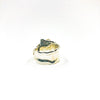back side view of size 8.5 Sterling & 24k Strawberry Quartz Ring with Rose Cut Tourmaline by Judie Raiford