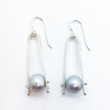 Short Tic Toc Earrings with Gray Pearls by Judie Raiford