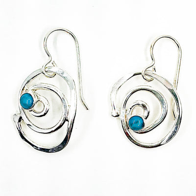 Sterling Mini Spiral Earrings with Turquoise by Judie Raiford