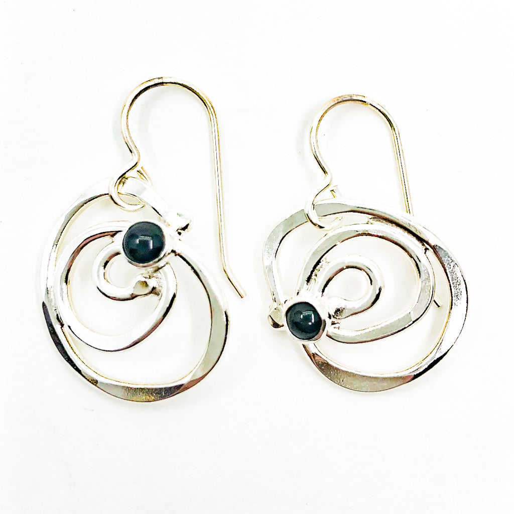 ピアス STONEHENgE Connection 14K One Touch Earrings Small Spiral Earrings with Gemstone - Raiford Gallery Inc