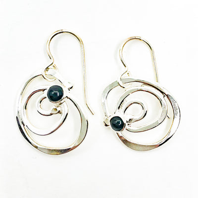 Sterling Touch of Mini Spiral Earrings with Black Onyx by Judie Raiford