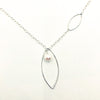 pendant detail of Long Leaf Lariat Necklace with White Pearl by Judie Raiford