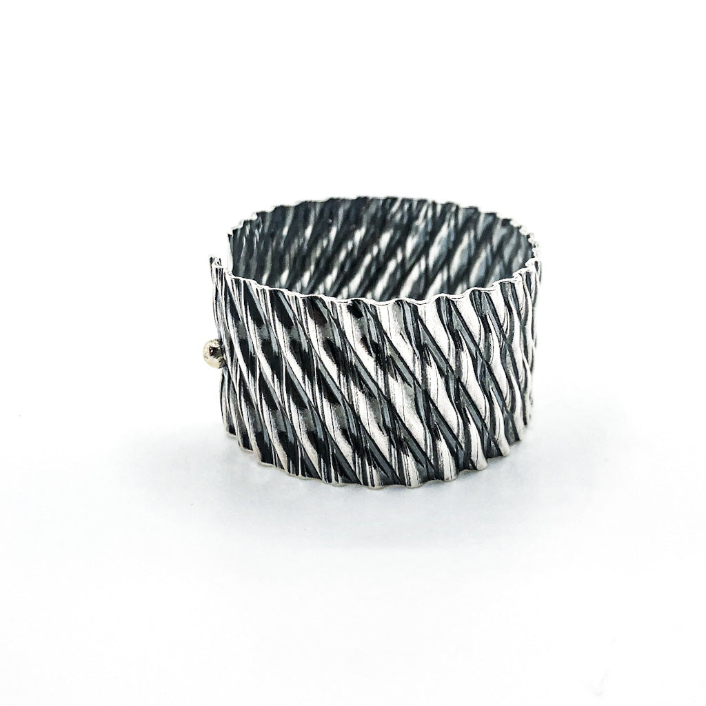 Oxidized Sterling Double Corrugated Kate Cuff