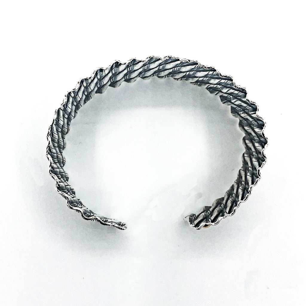 Oxidized Sterling Double Corrugated Kate Cuff