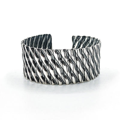 Oxidized Sterling Double Corrugated Kate Cuff
