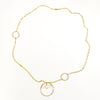 Long Circle Lariat Necklace with White Pearl