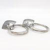 side angle view of Oxidized Sterling Square Top Slinky Post Earrings by Judie Raiford
