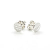 side angle view of Sterling Textured Circle Stud Earrings by Judie Raiford