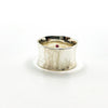 back side view of size 6 Sterling and 14k Anticlastic Ring with Rhodolite Garnet by Judie Raiford