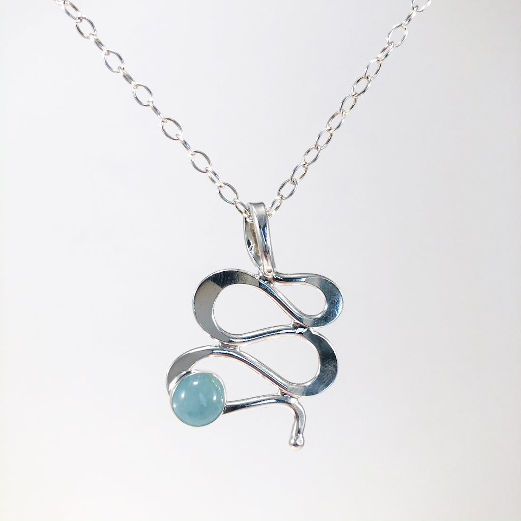 Sterling Touch of Romance Necklace with Aquamarine