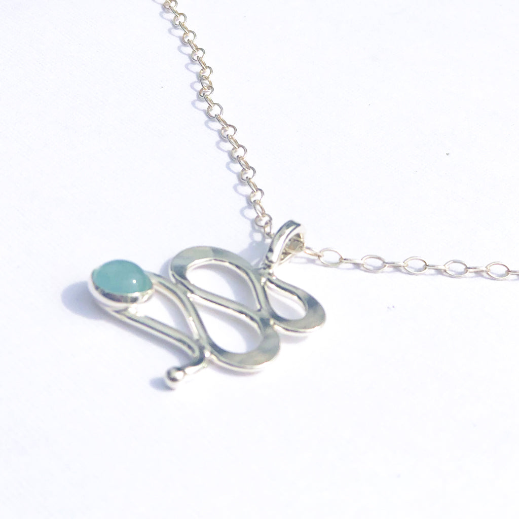 Sterling Touch of Romance Necklace with Aquamarine