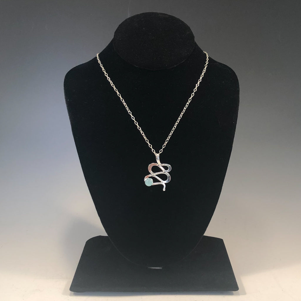 Sterling Touch of Romance Necklace with Aquamarine