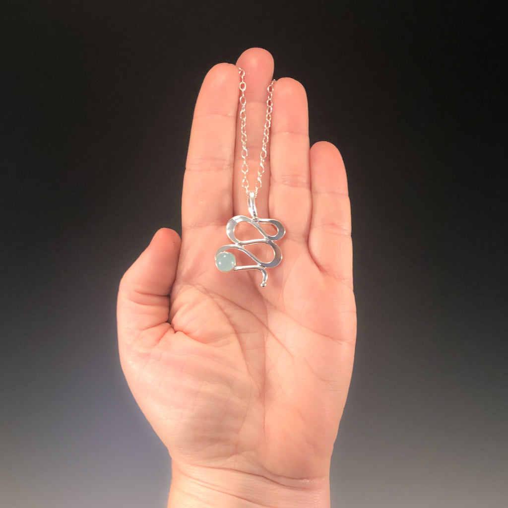 Sterling Touch of Romance Necklace with Aquamarine