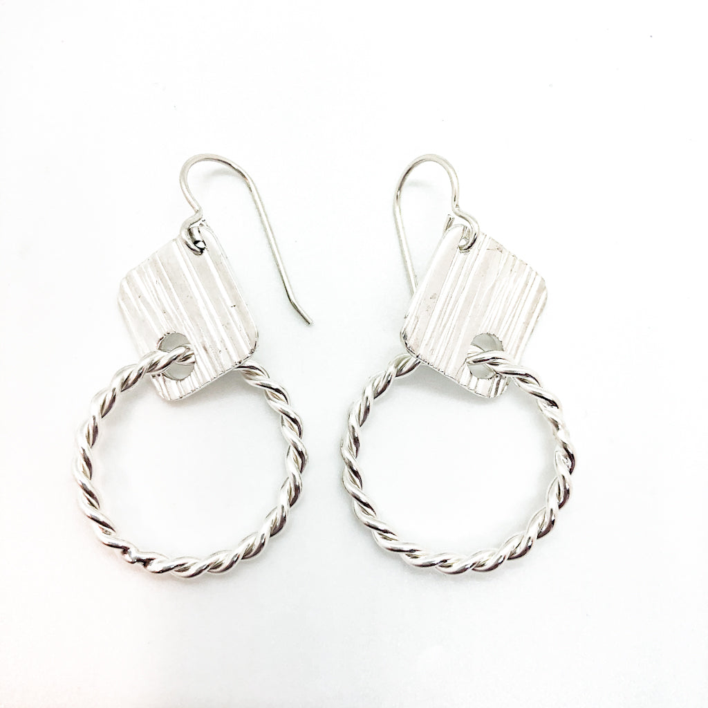 sterling silver Boiler Twister Hoop Earrings by Judie Raiford