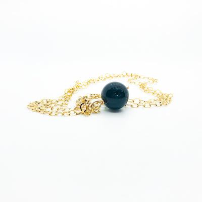 side angle view of Black Onyx and 14k Gold Filled Necklace by Judie Raiford