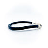 right side view of Men's Sterling and Black Leather Bracelet by Judie Raiford