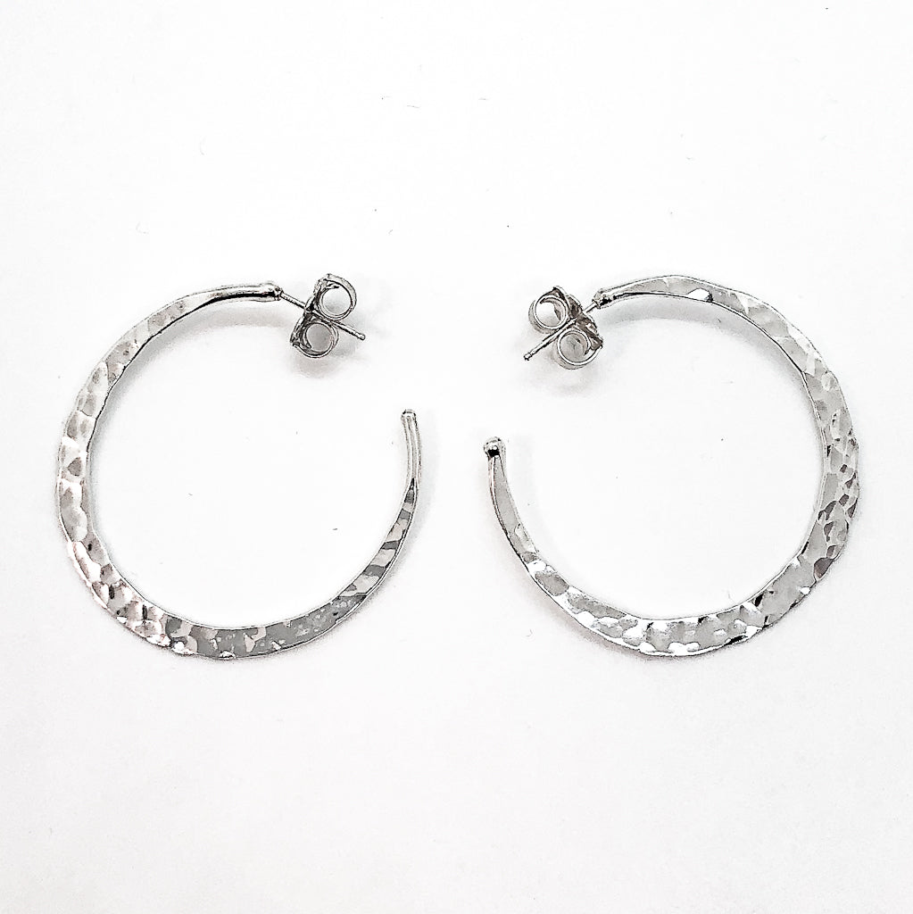 sterling silver medium Forged Hoops by Judie Raiford
