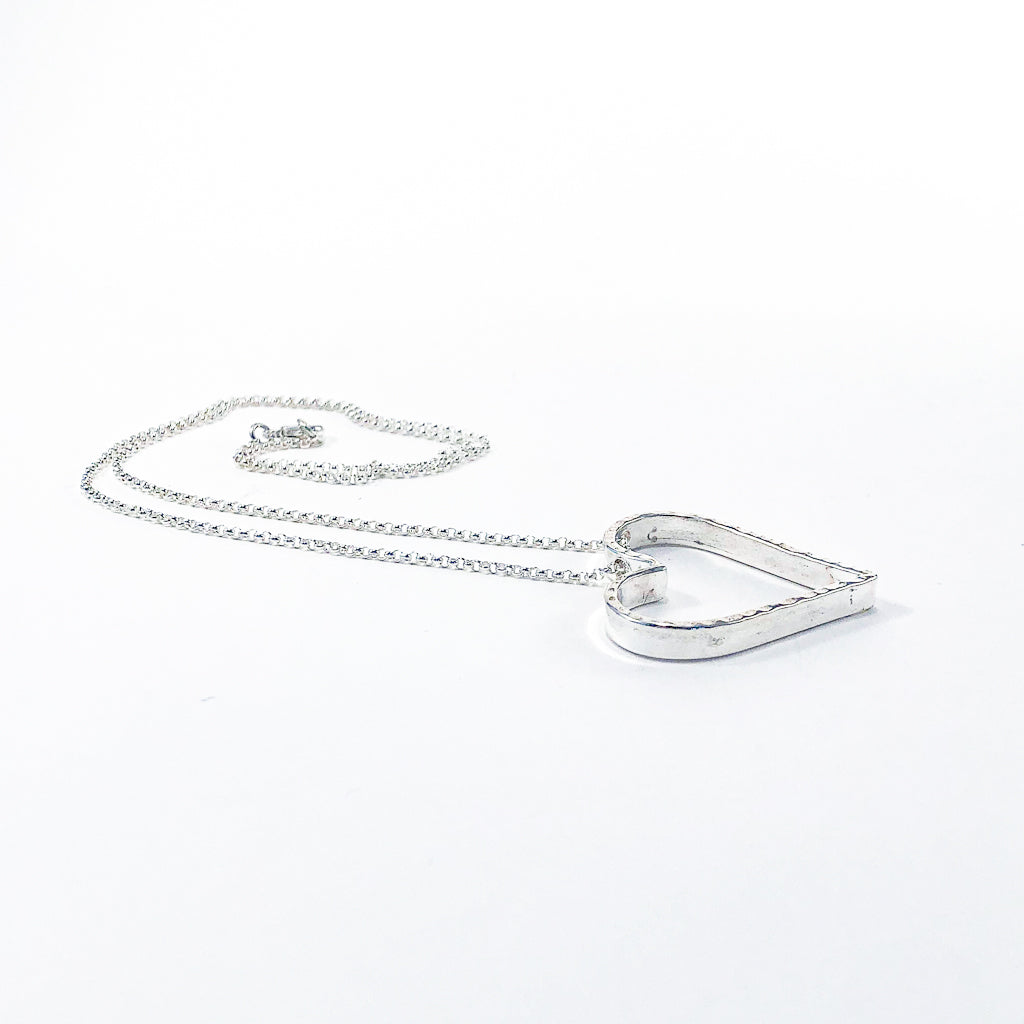 angled side view of Small Jane Heart Necklace by Judie Raiford