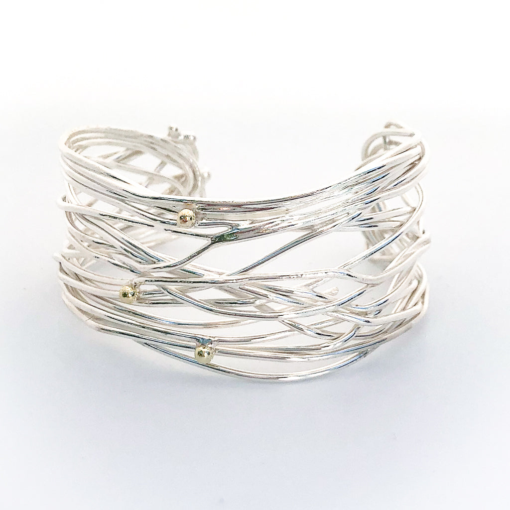 Sterling Random Theory Cuff with 14k Gold Balls